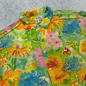 Vintage Abstract Floral Jams World Rayon Button Up Hawaiian Shirt XXL Garden